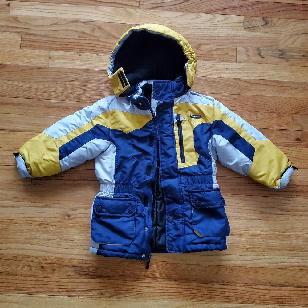 OshKosh B'gosh OK-95 Pro Blue Yellow Grey Color Block Puffer Hood S 4
